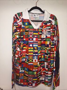 🇻🇳🇬🇧🇹🇷⚽️🇯🇵🇨🇨🇺🇸 Umbro International Flag Long Sleeve Soccer Jersey -Size L